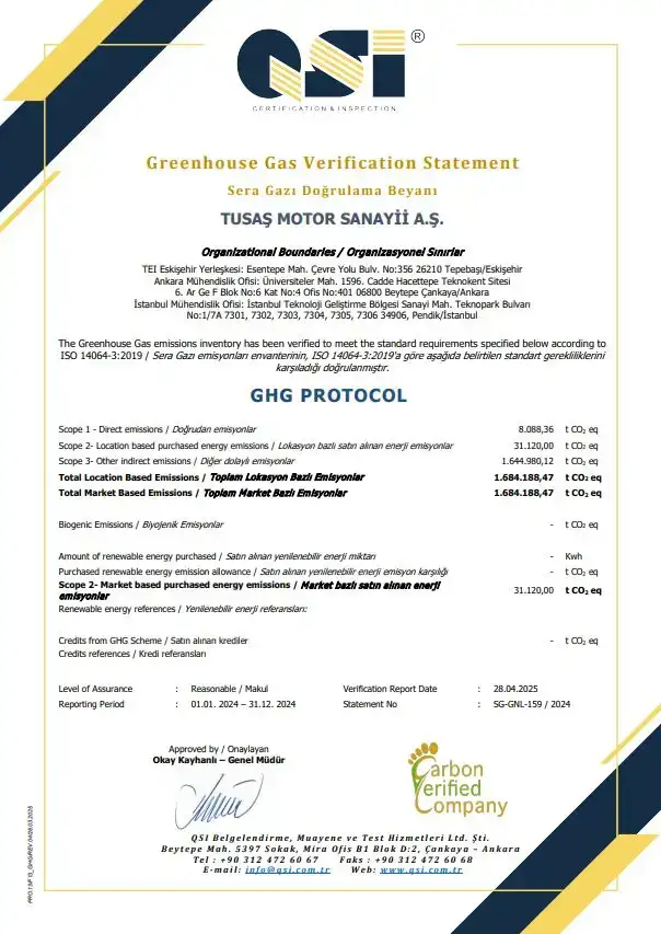 Tusaş GHG Doğrulama Beyanı   tr Rev01.pdf