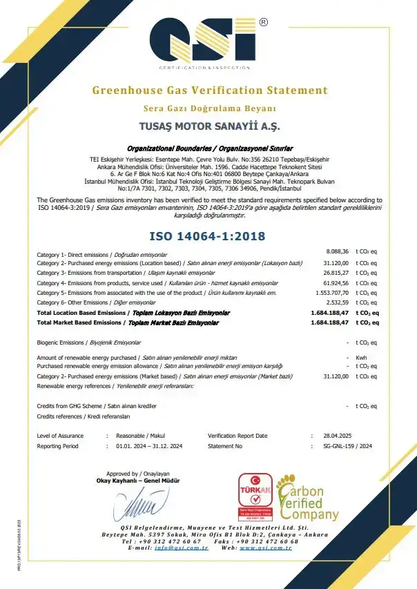 Tusas Motor Sanayii 14064 1 Verification Statement Rev01